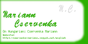 mariann cservenka business card